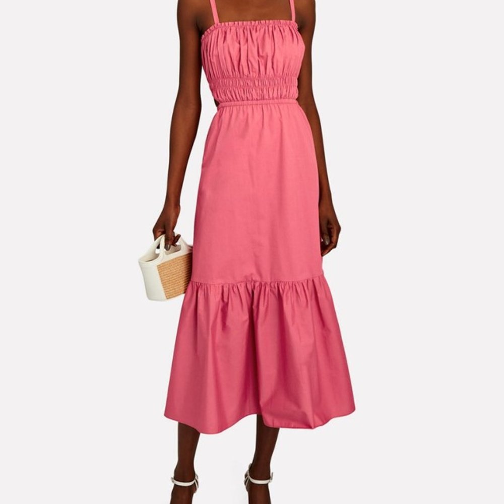 Intermix Cynthia Smocked Cotton Midi Dress